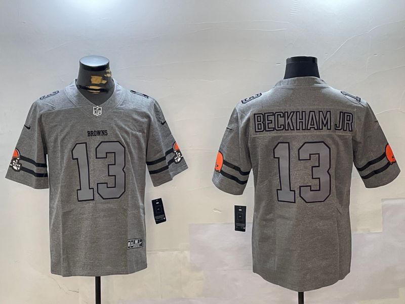 Men Cleveland Browns #13 Beckham jr Grey Throwback 2024 Nike Limited NFL Jersey style 6->los angeles dodgers->MLB Jersey